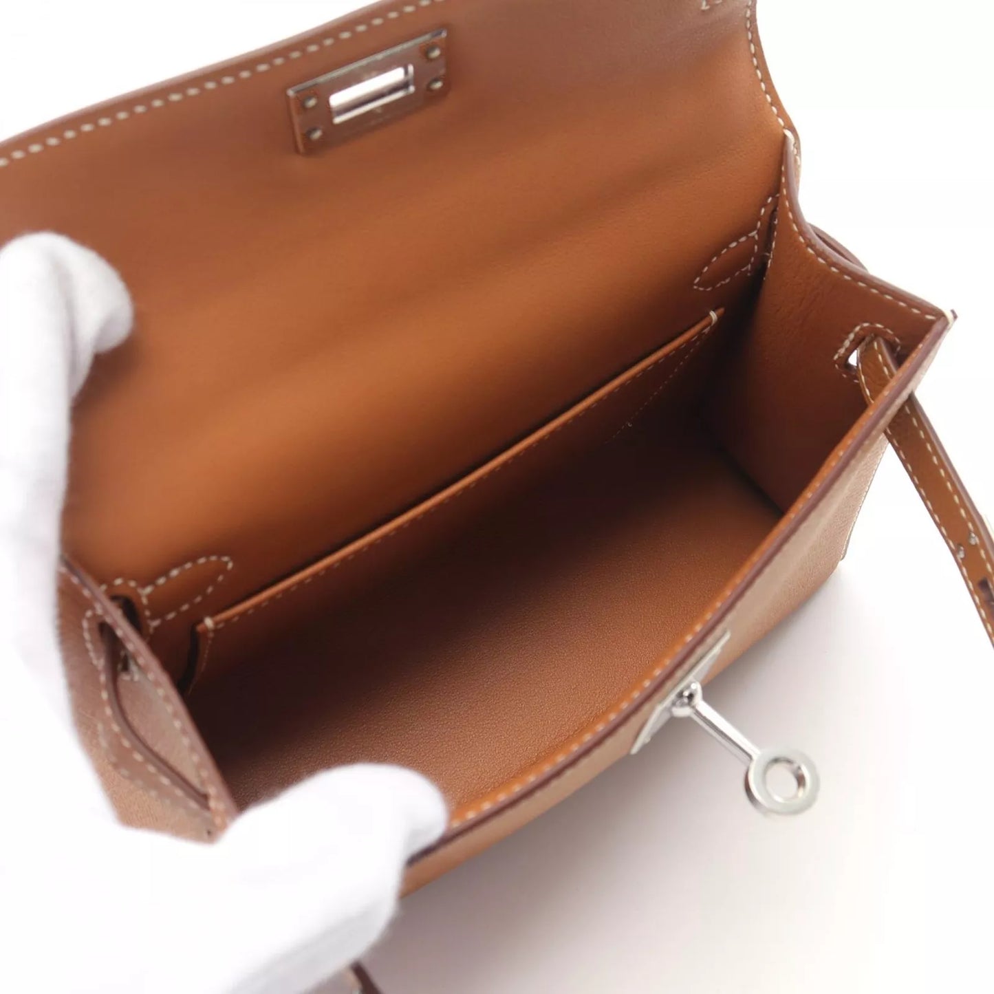 Hermès Mini Kelly Brown Epsom Silver Hardware