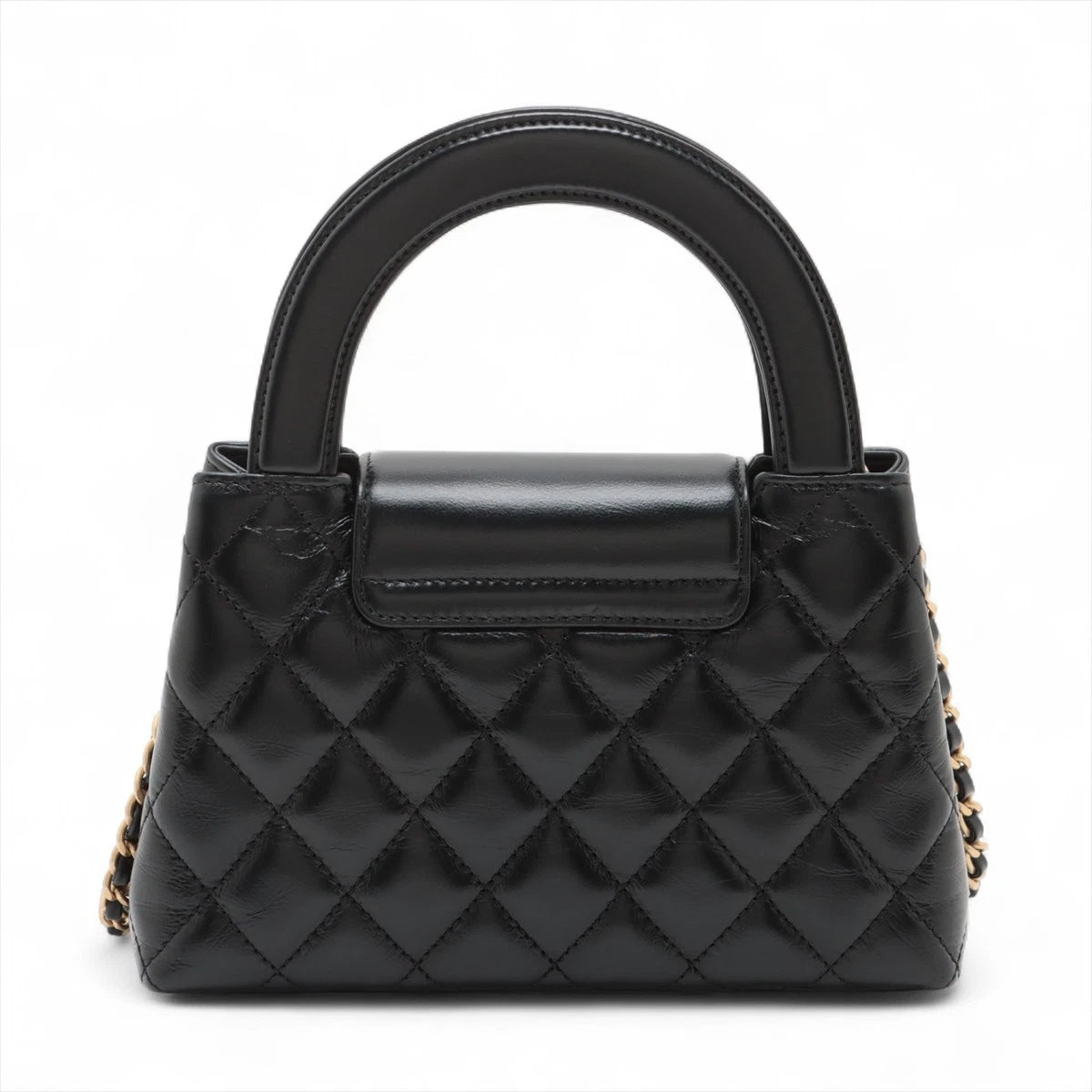 Chanel Matelasse Leather 2 Way Shoulder Bag Black Gold Metal Fittings