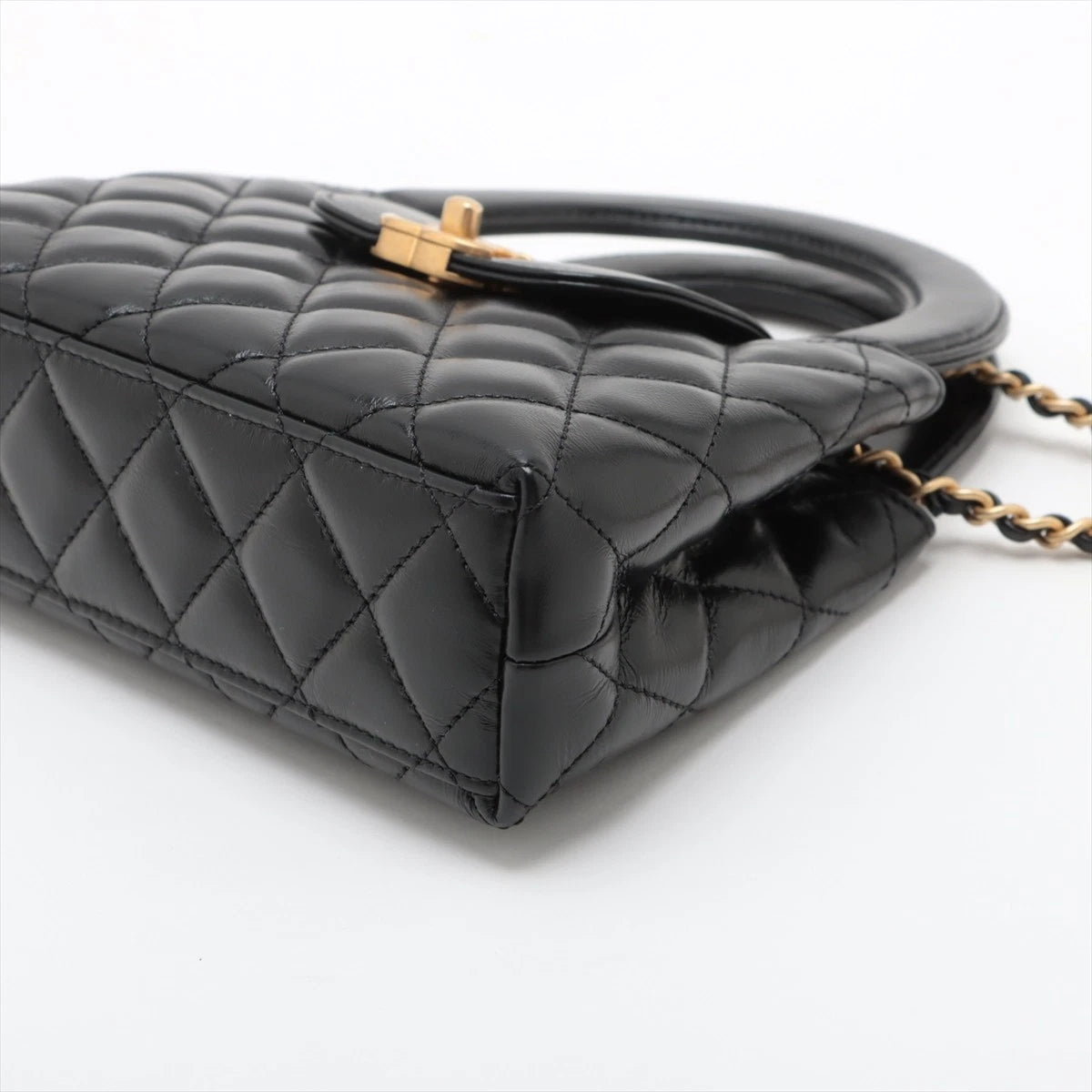 Chanel Matelasse Leather 2 Way Shoulder Bag Black Gold Metal Fittings