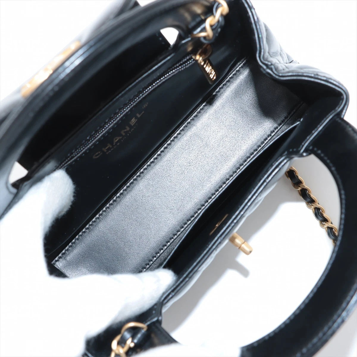 Chanel Matelasse Leather 2 Way Shoulder Bag Black Gold Metal Fittings