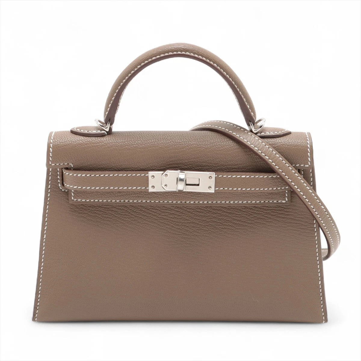 Hermès Mini Kelly Etoupe Epsom Silver Hardware