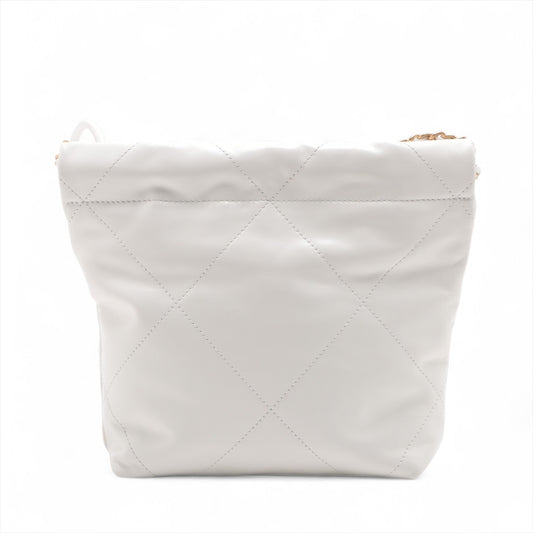 Chanel 22 Mini Leather Chain Shoulder Bag White Gold Metal Fittings