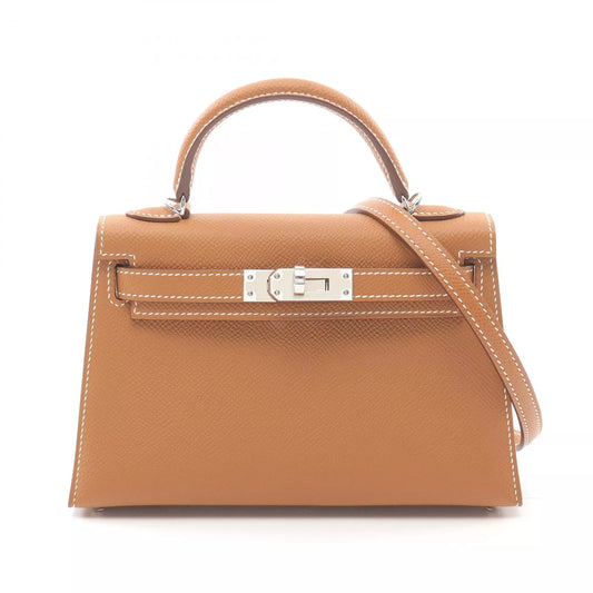 Hermès Mini Kelly Brown Epsom Silver Hardware